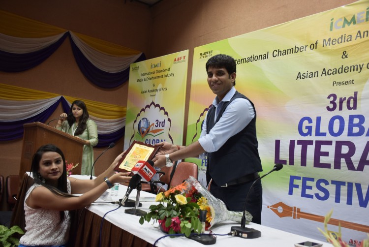 Receiving award in 3rd Global Literary Festival at Noida